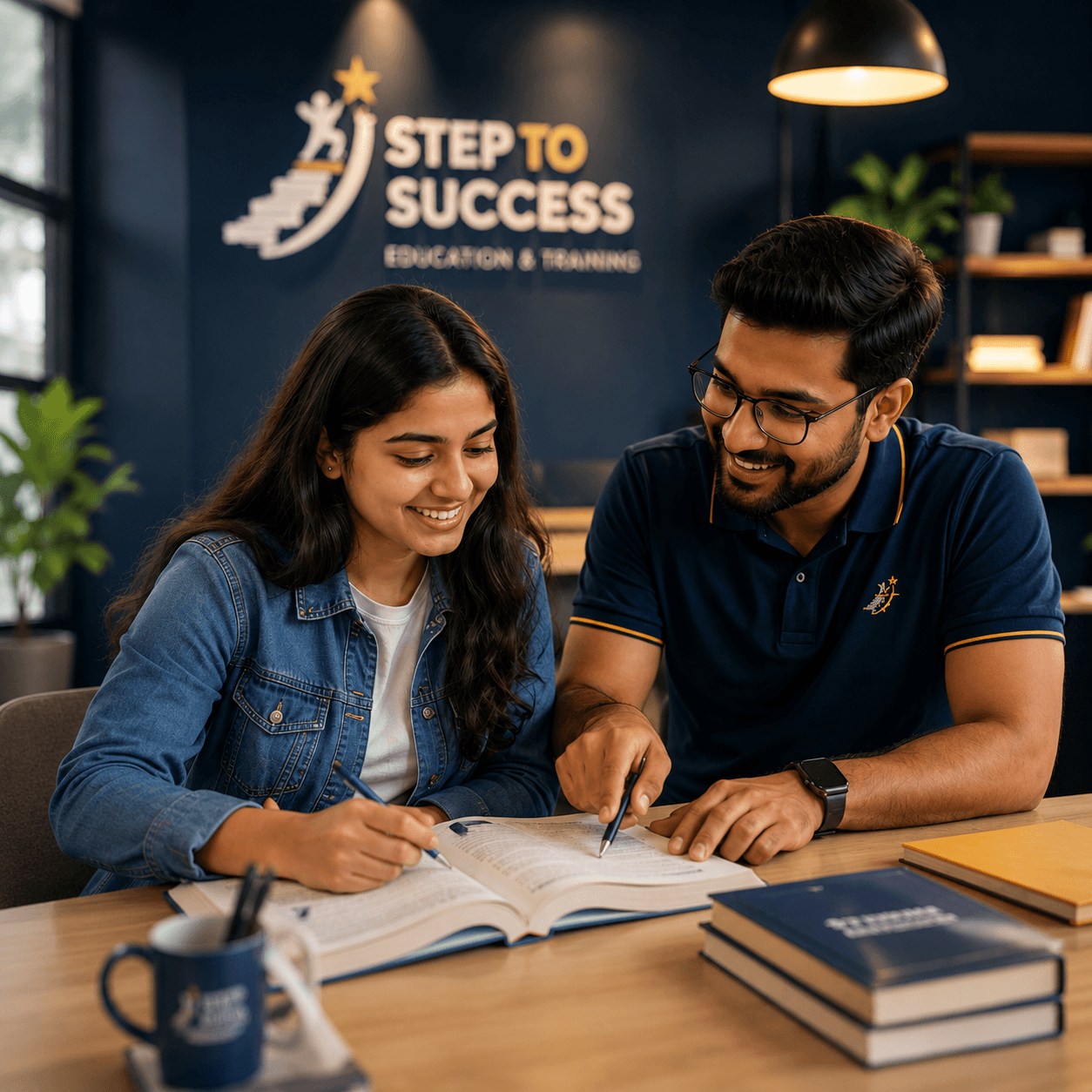 Mentor guiding a student