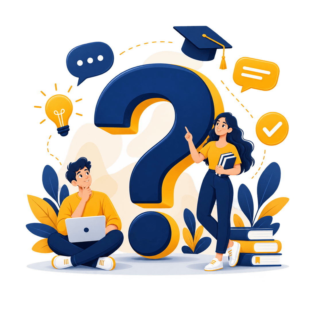 Illustration representing frequently asked questions and support
